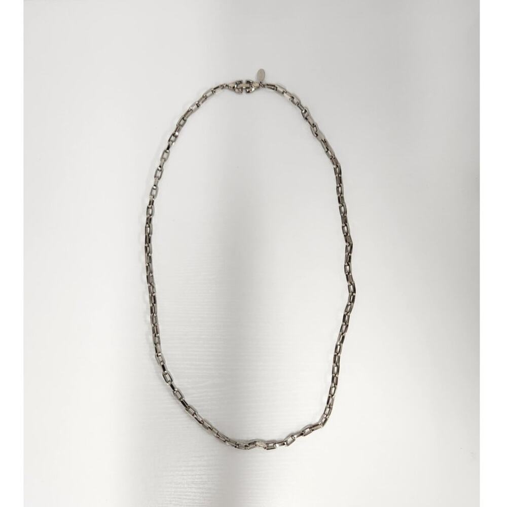 Lucien Piccard Vintage Chunky Chain Long Necklace Silver Tone, 20in Long